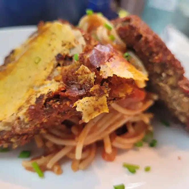 Not-Chicken Parmesan whole food plant-based vegan dinner