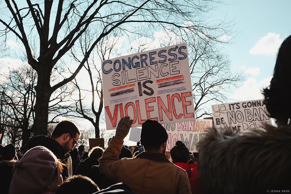 Protest from NYC: Congress' silence is violence.