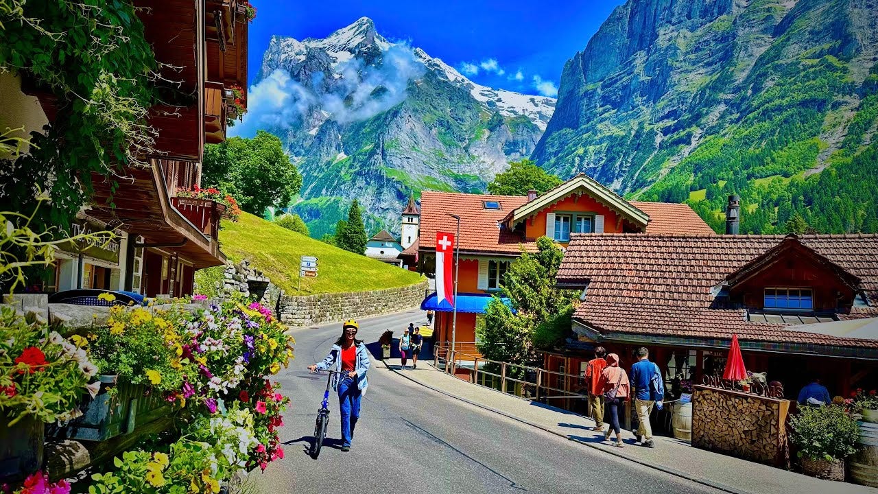 GRINDELWALD Switzerland🇨🇭Most Amazing Swiss Village In Summer ! SWISS  Valley