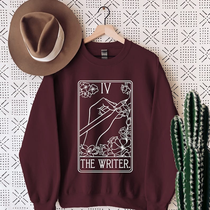 Writer Sweatshirt, Author Sweatshirt, Author, The Writer Tarot Card, Fantasy Author, Gift for Author, Writing Shirt, Tarot Card Sweatshirt image 4