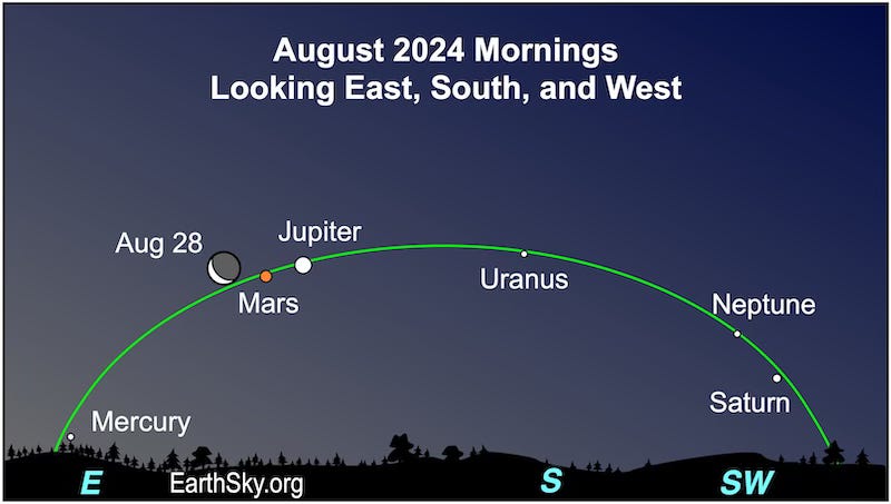 Morning sky chart for August