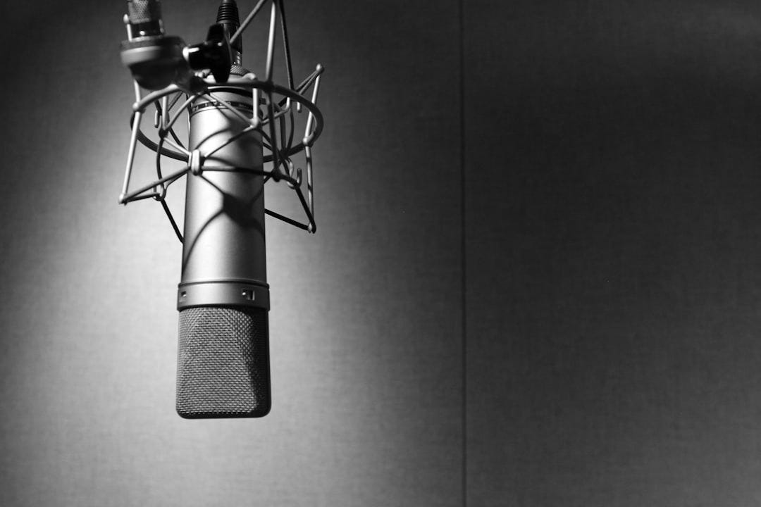 black and silver microphone on black table black and silver microphone on black table