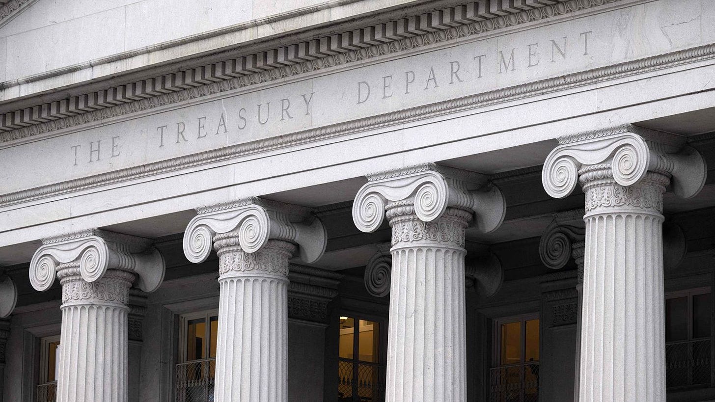 The US Treasury building in Washington, DC, in January 2023.