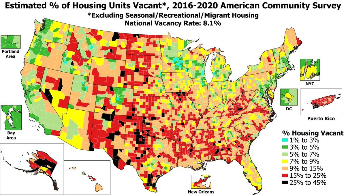 Map of the estimated % of Housing Units vacant... - Maps on the Web