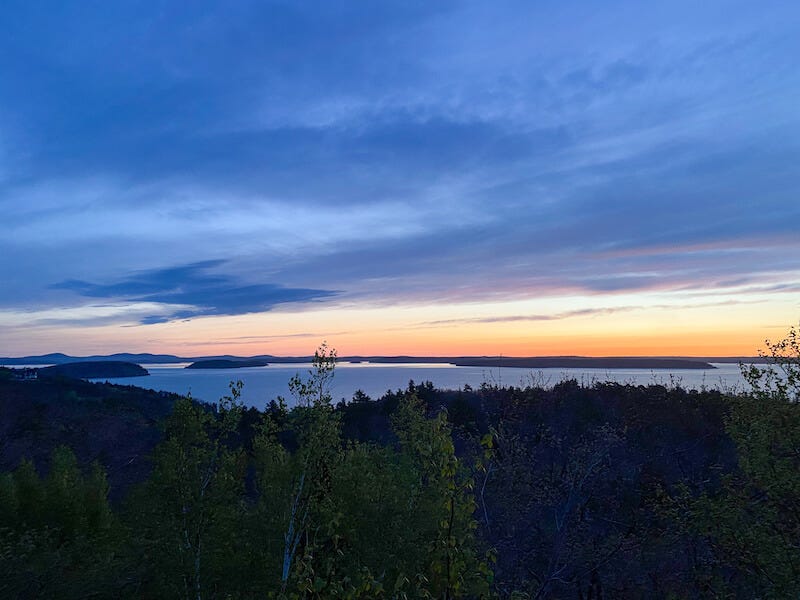 Acadia National Park at an overlook off the Park Loop Road just before five am in May