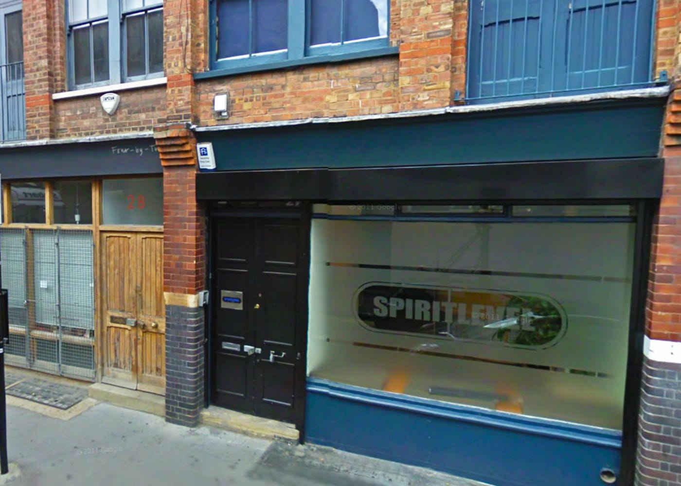 Entrance to Spiritlevel, Cowper St, Shoreditch, London