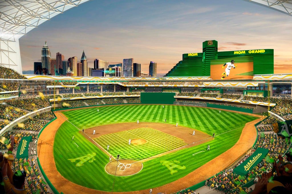 A rendering of the Athletics' proposed ballpark in Las Vegas.