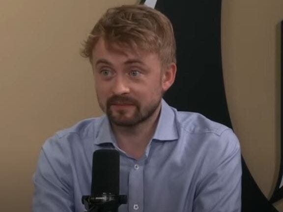 Telegraph Ukraine: The Latest podcast presenter David Knowles, pictured speaking to The Daily T podcast in May 2024. Picture: Telegraph/Youtube screenshot