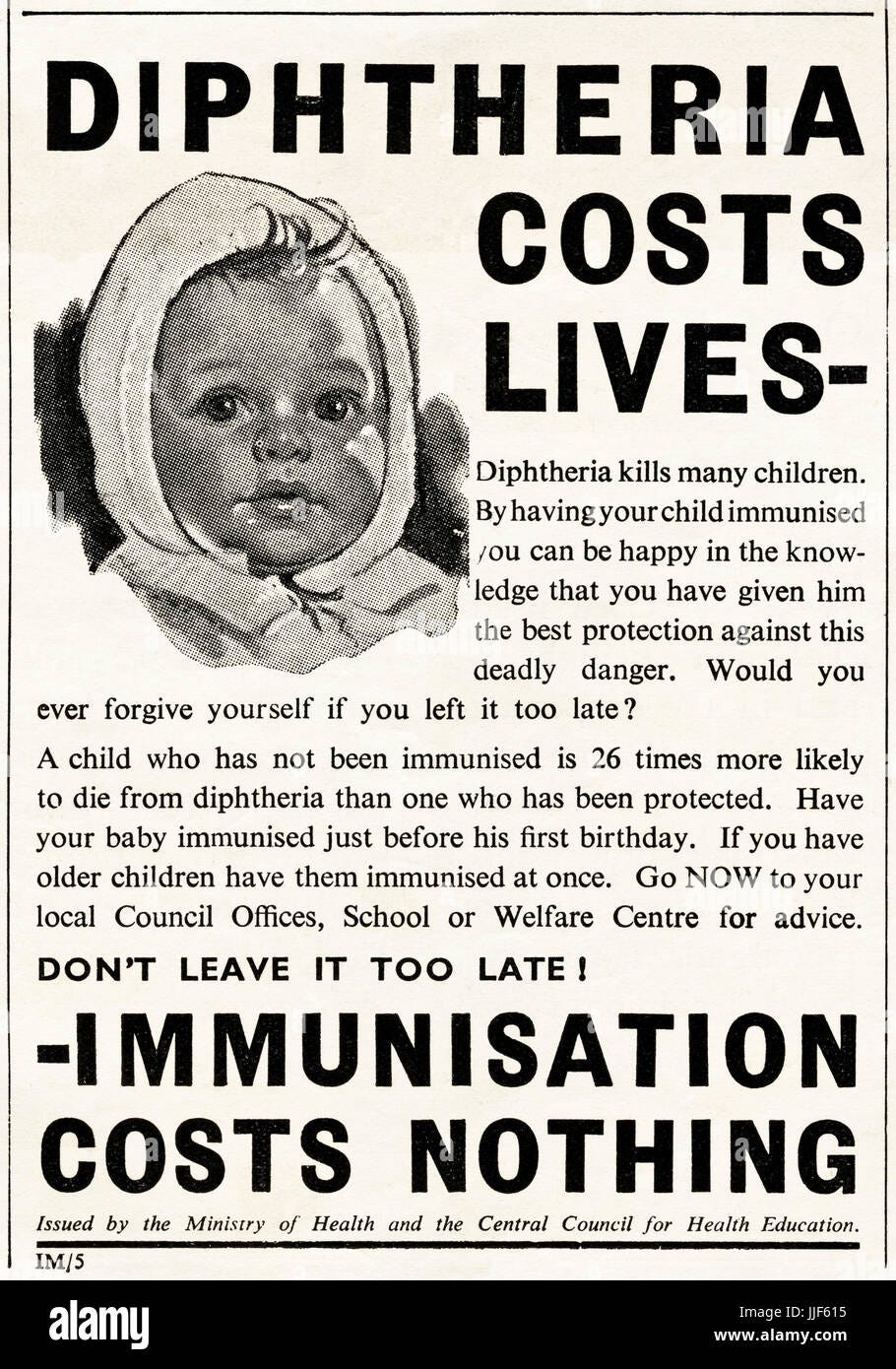 1940s original old vintage advertisement advertising immunisation for  Diphtheria in magazine circa 1946 when supplies of certain goods were still  restricted under post-war rationing Stock Photo - Alamy