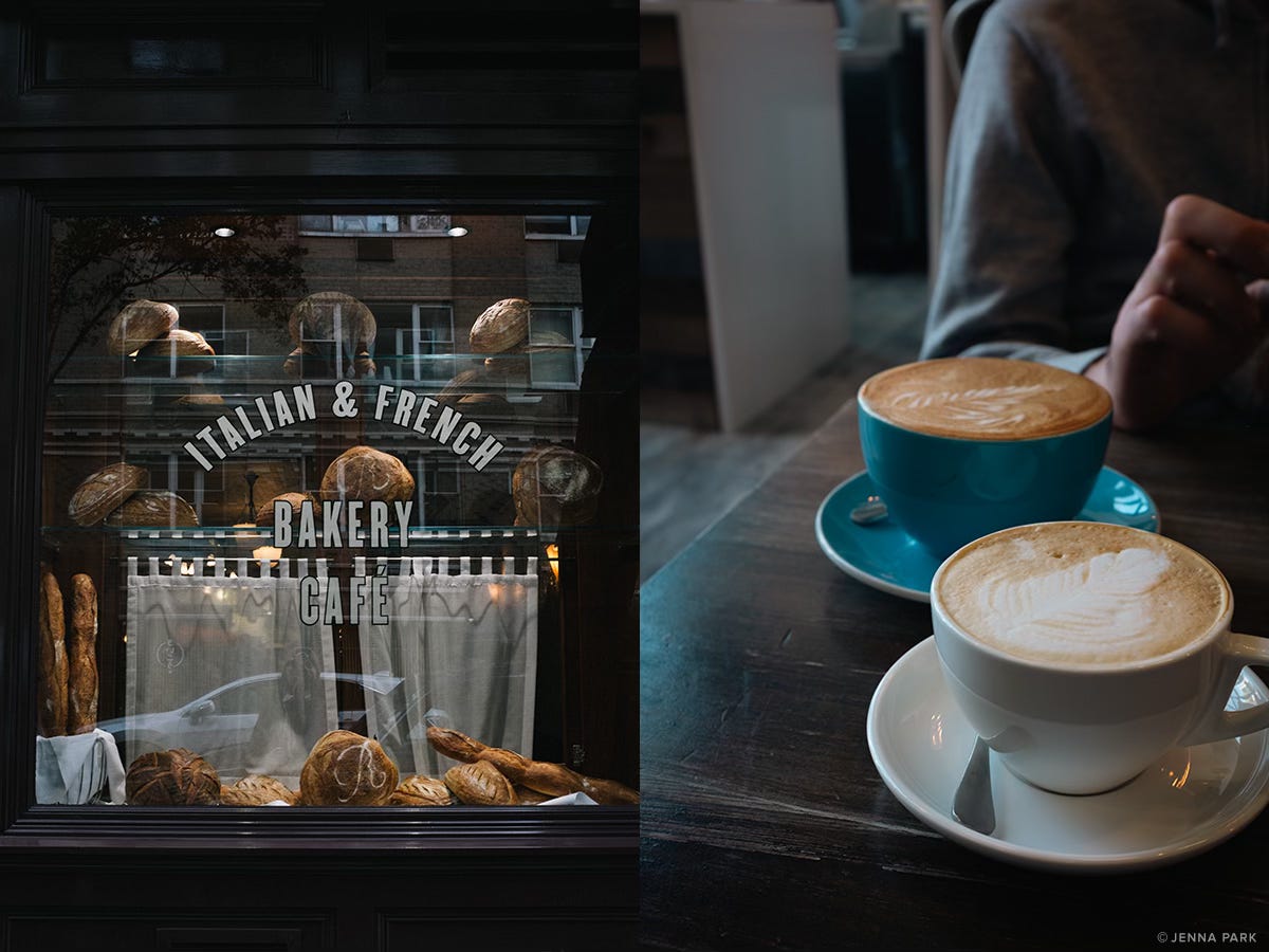 bakery window and coffee