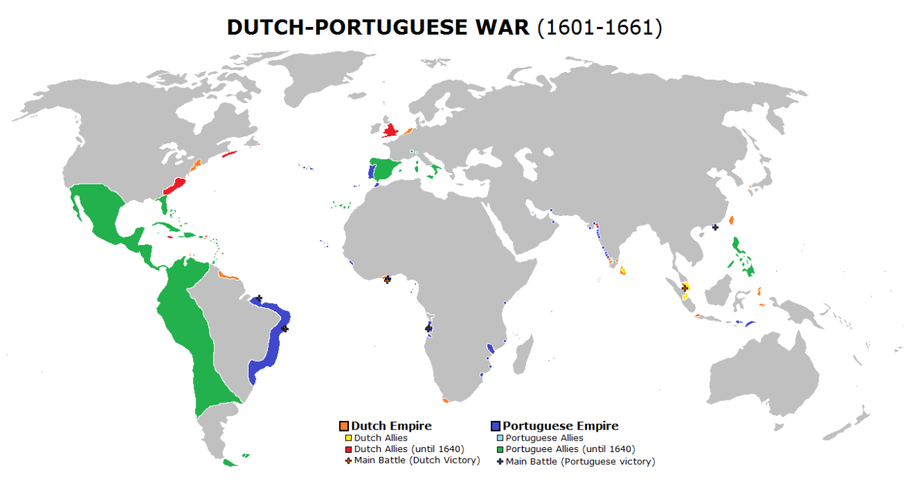 Dutch-Portuguese War, 1601-1661. Portuguese Allies... - Maps on the Web