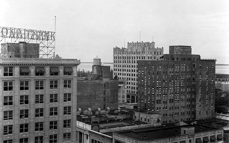 View of downtown Miami in 1926 from northwest corner of East First Avenue and Flagler Street in downtown Miami. 