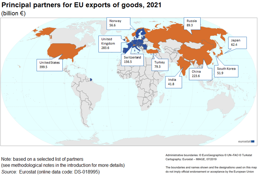 EU exports countries map 2021