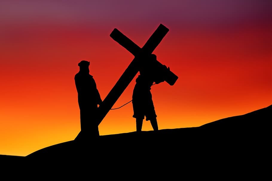 silhouette photo, jesus christ image, holding, cross, easter, jesus ...