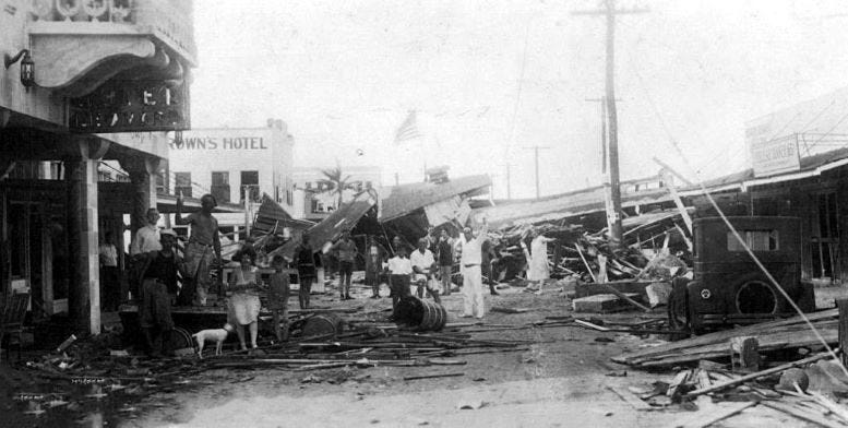 Figure 2: Ocean Drive near today’s Prime 112 restaurant in September of 1926 following the great hurricane. Courtesy of HistoryMiami Museum.