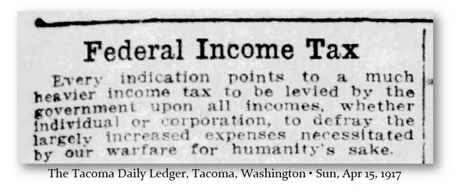 1917 Raising taxes for war