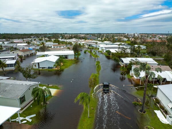 Flooding in Port Charlotte, Fla., after Hurricane Ian made landfall.