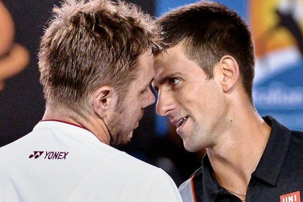 novak djokovic vs stan wawrinka bulge for australian open semi finals 2015 images