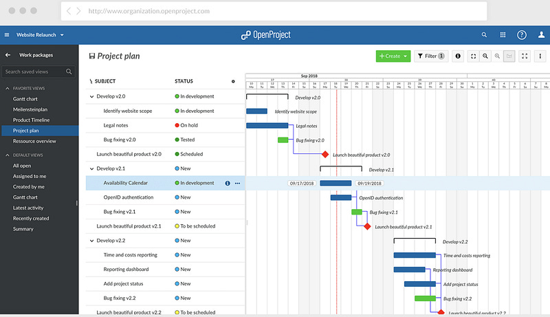 OpenProject — open source Trello alternative — roadmaps