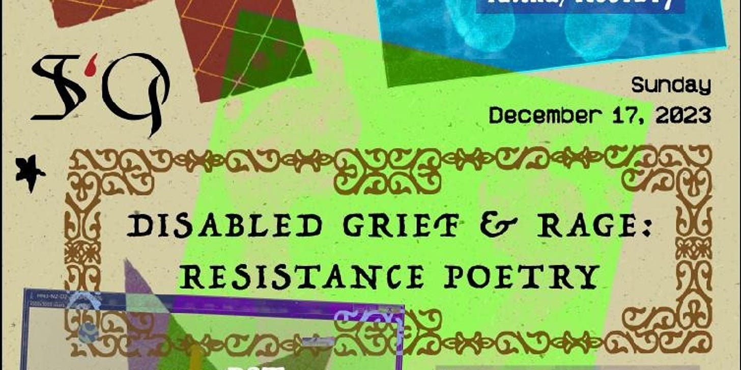 Cover Image for Disabled Grief & Rage: Resistance Poetry [a writing workshop] by Rise of Riotous Roots
