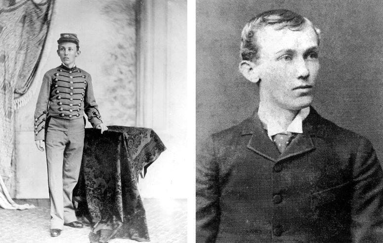Figure 1: James Jackson Jr. at the Florida Seminary Academy in 1884 (left), and after graduating medical school in 1887 (right). Figure 1: James Jackson Jr. at the Florida Seminary Academy in 1884 (left), and after graduating medical school in 1887 (right).