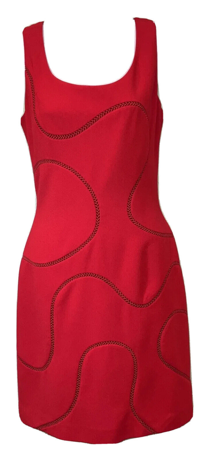 Ann Tjian for Kenar Sz 10 Red Cocktail Sleeveless Dress Crew Neck Back Zip Lined - Picture 1 of 12
