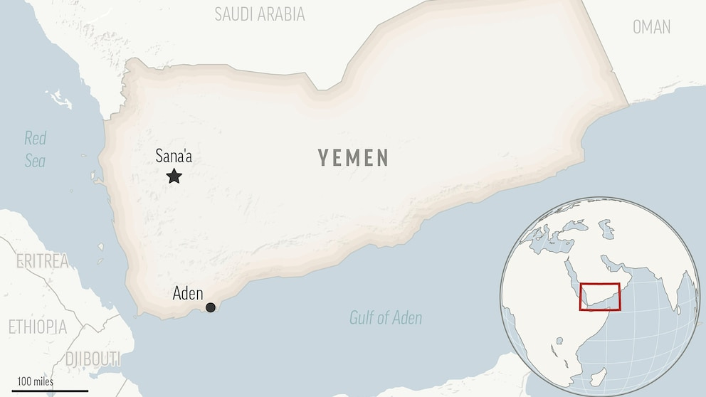 This is a locator map for Yemen with its capital, Sanaa. (AP Photo)