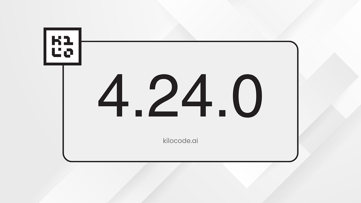Kilo code logo and "4.24.0"