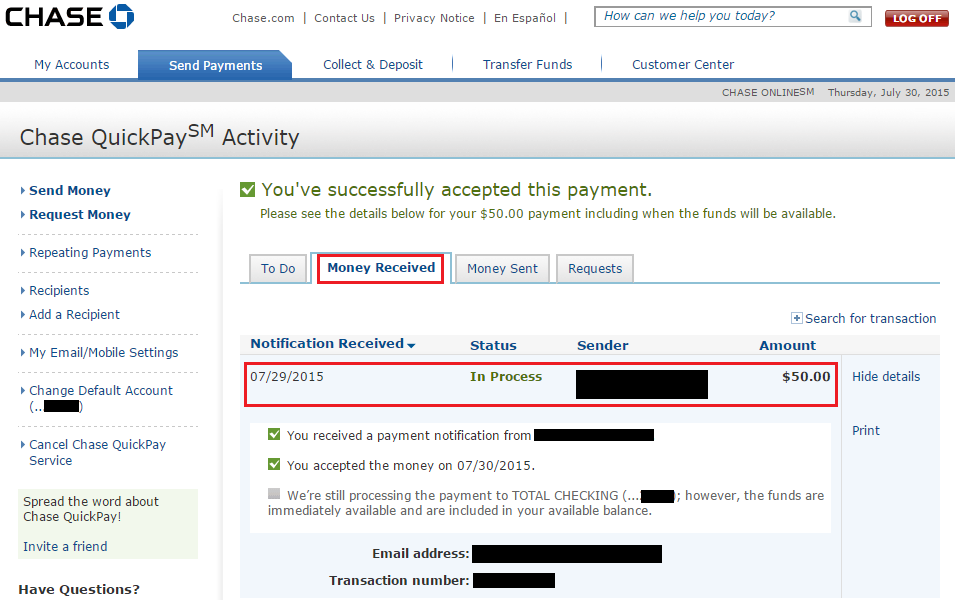 Chase Quick Pay Payment Received 2