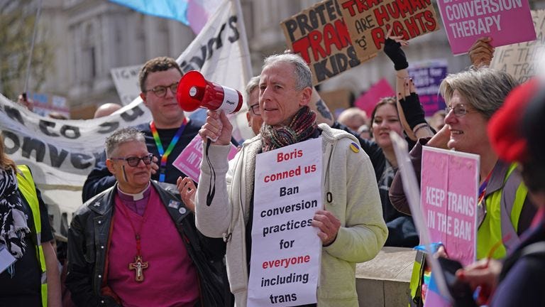 Hundreds protest in Downing Street over transgender exclusion from  conversion therapy ban | Politics News | Sky News