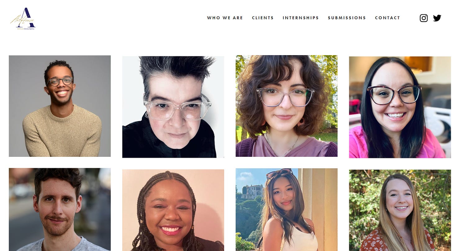 Kate's face on the ArtHouse Literary clients page