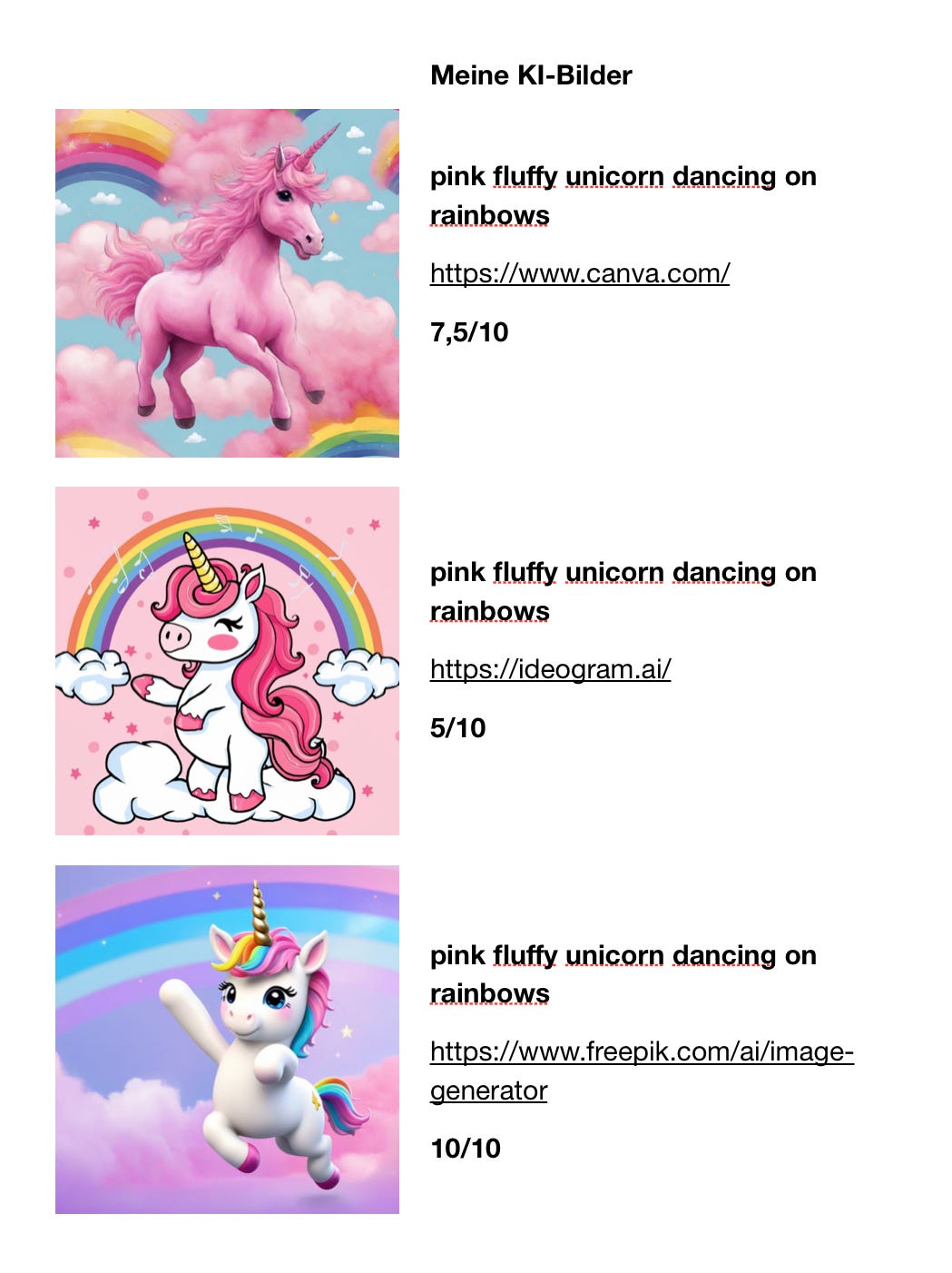 Prompt results. pink fluffy unicorn dancing on rainbows