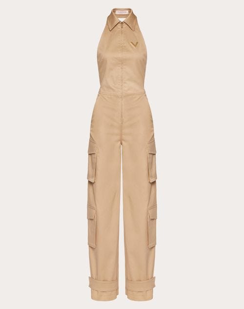 Valentino - STRETCH COTTON JUMPSUIT  - Beige - Woman - Dresses