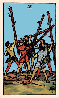 Five of Wands (Upright) | Tarot Card of the Day — Elliot Oracle