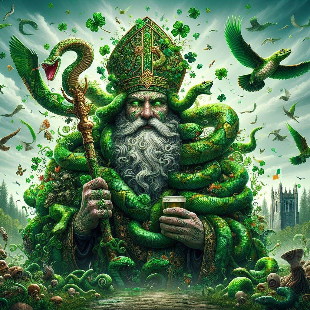 st. patrick covered in snakes in ireland digital art