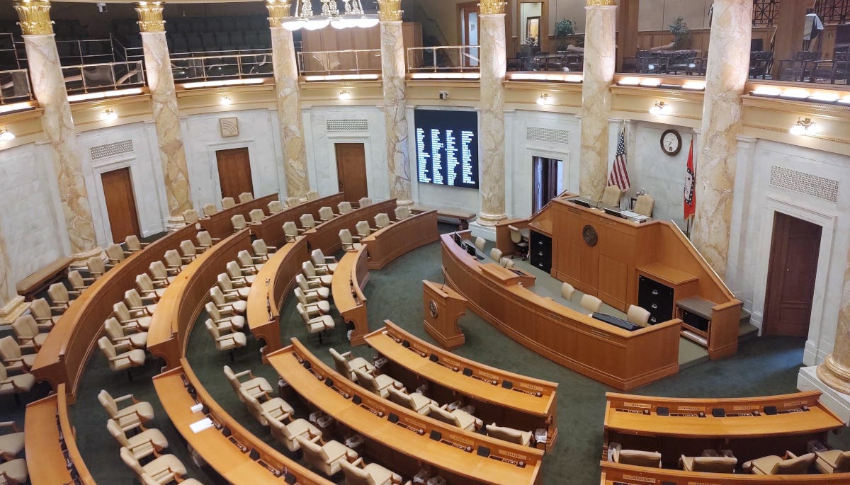 Floor of the Arkansas House of Representatives; nobody is present. Floor of the Arkansas House of Representatives; nobody is present.