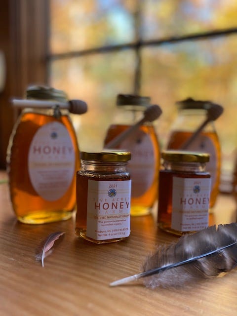 honey jars on a window sill