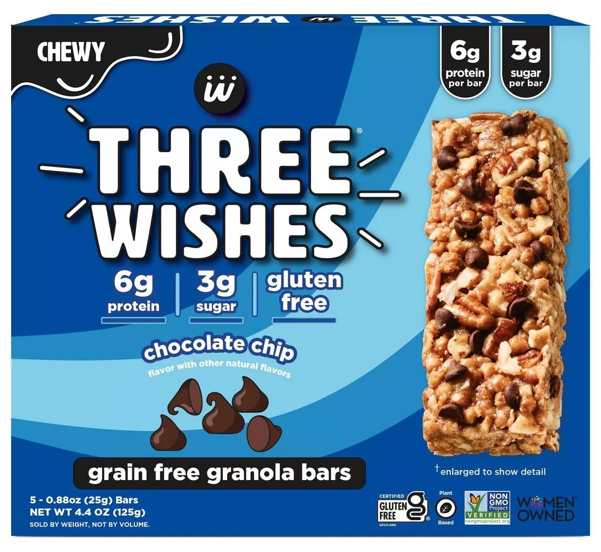 three wishes gluten-free chocolate chip granola bars