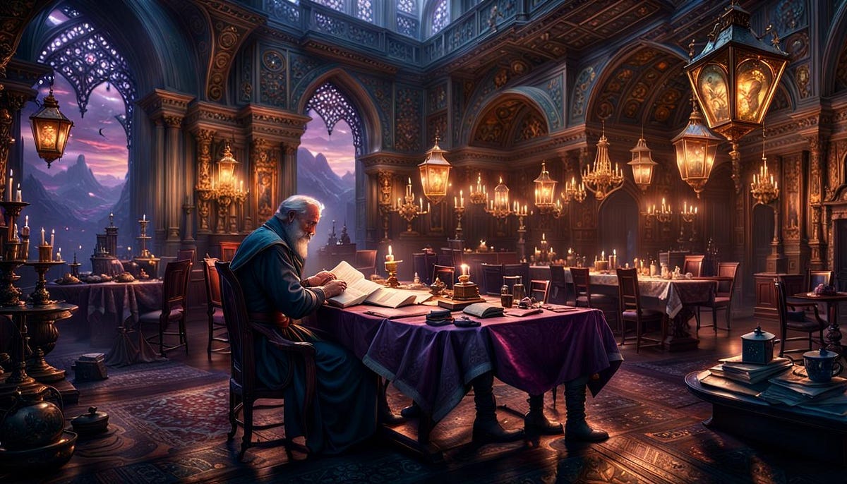 Old man reading old love letter, in a period room Old man reading old love letter, in a period room
