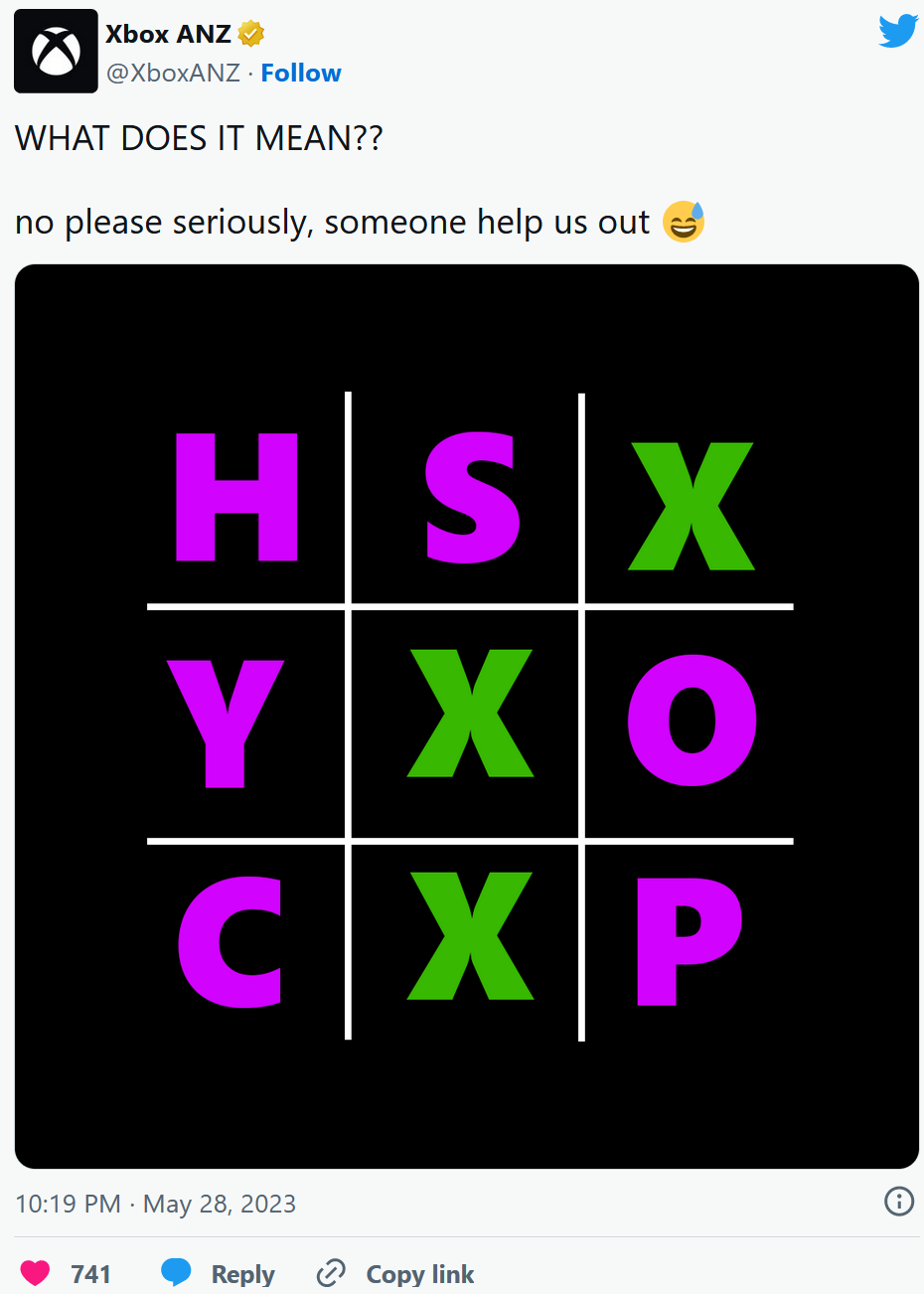 Tweet says: "WHAT DOES IT MEAN?? no seriously someone help us out" and shows tic-tac-toe that says "PSYCHOXXX"
