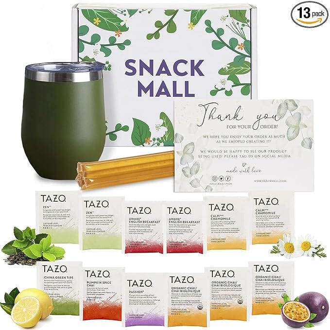 snack mall tazo tea gift set and mug