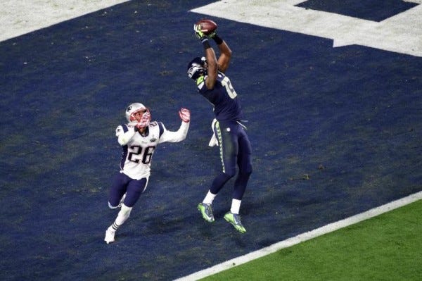 chris matthews gets touchdown from patriots logan ryan for super bowl xlix 2015