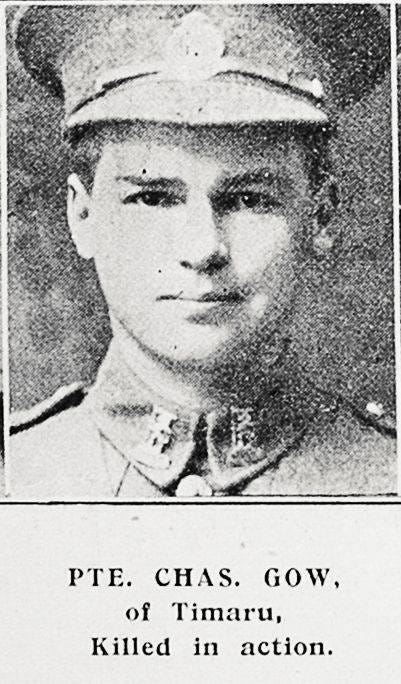 Pte Chas Gow of Timaru, killed in action
