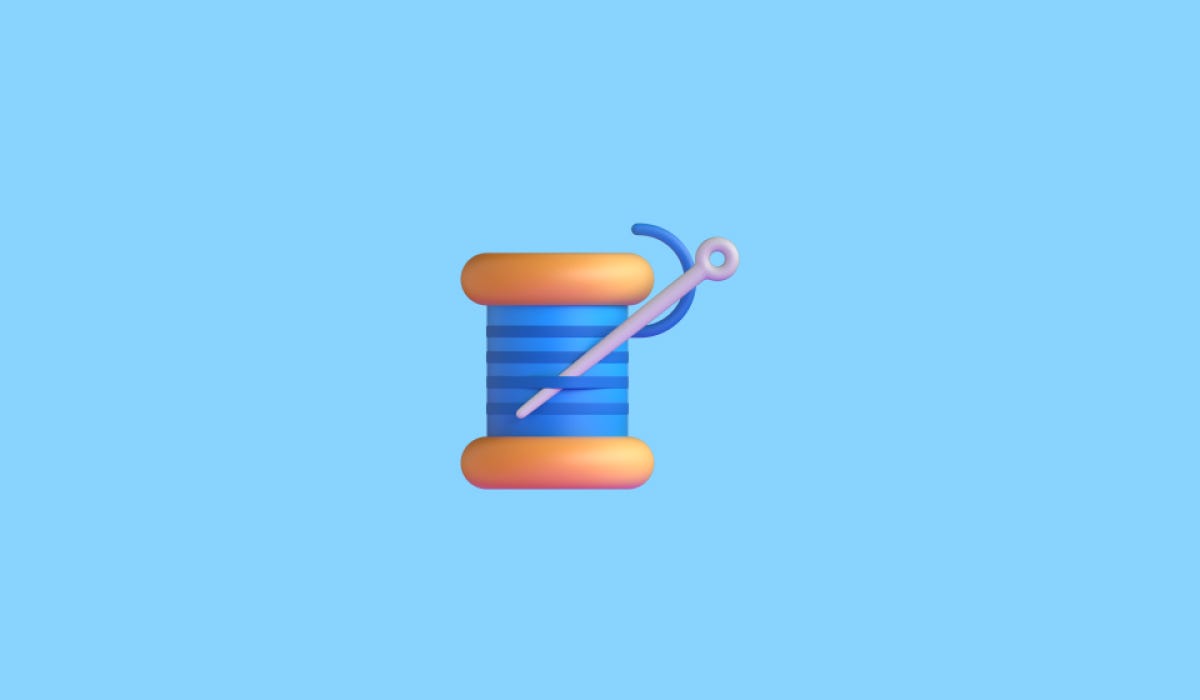 thread emoji on a light blue background