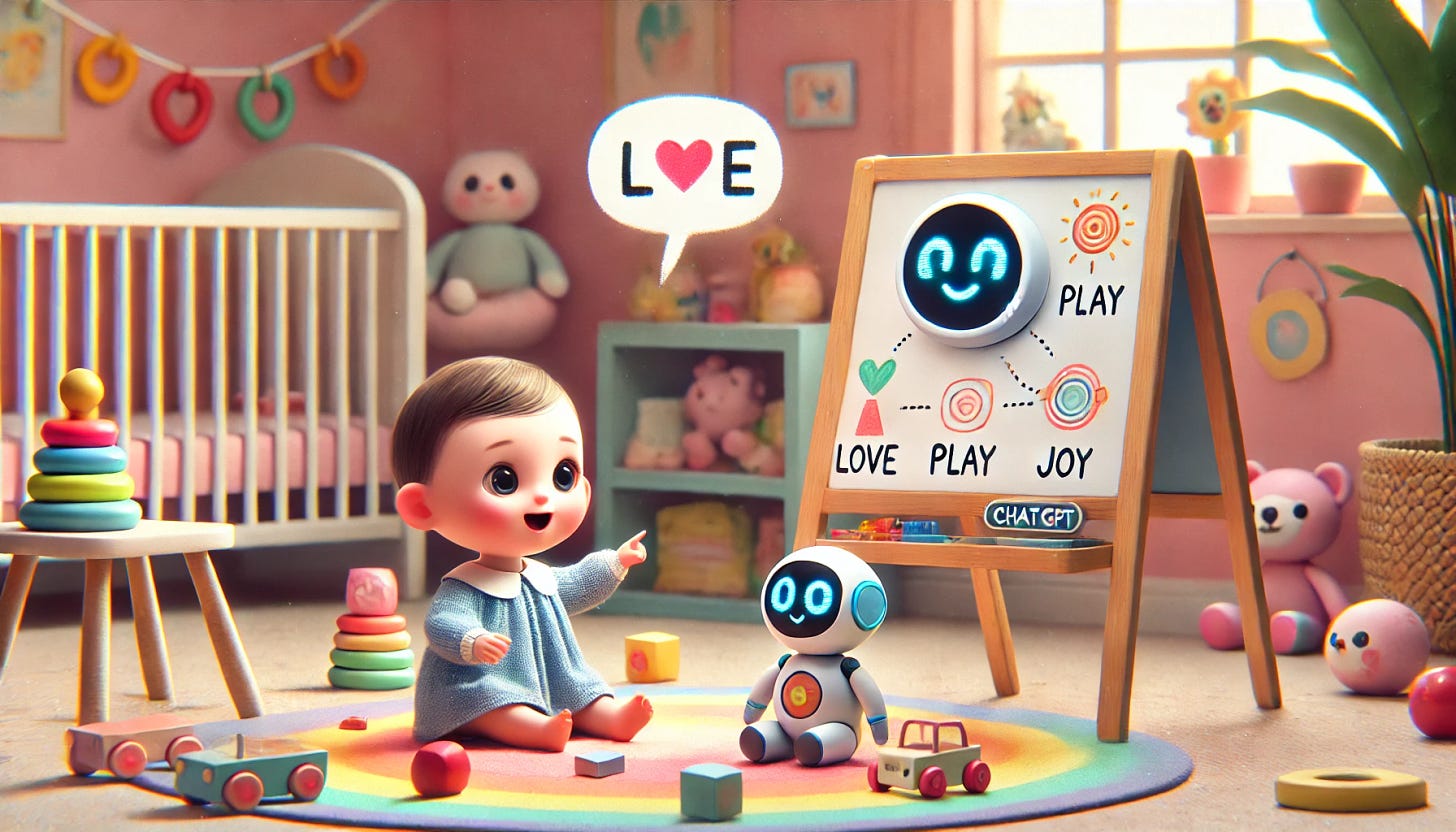 Baby teaching AI about life