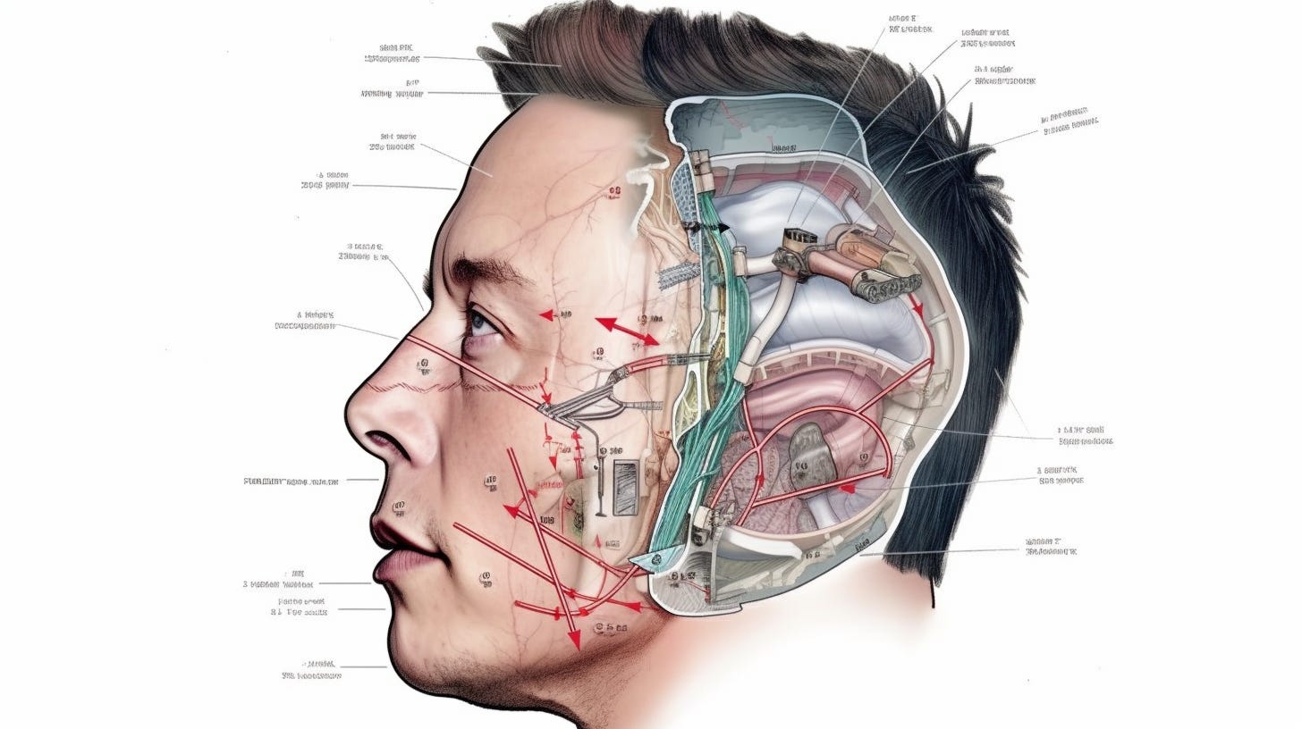 Elon Musk's head cutaway diagram