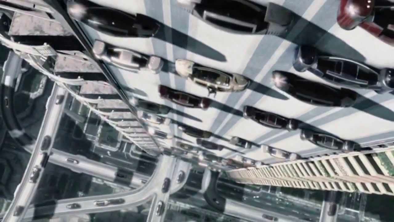 A maze of automated highways as portrayed in Minority Report (2002).
