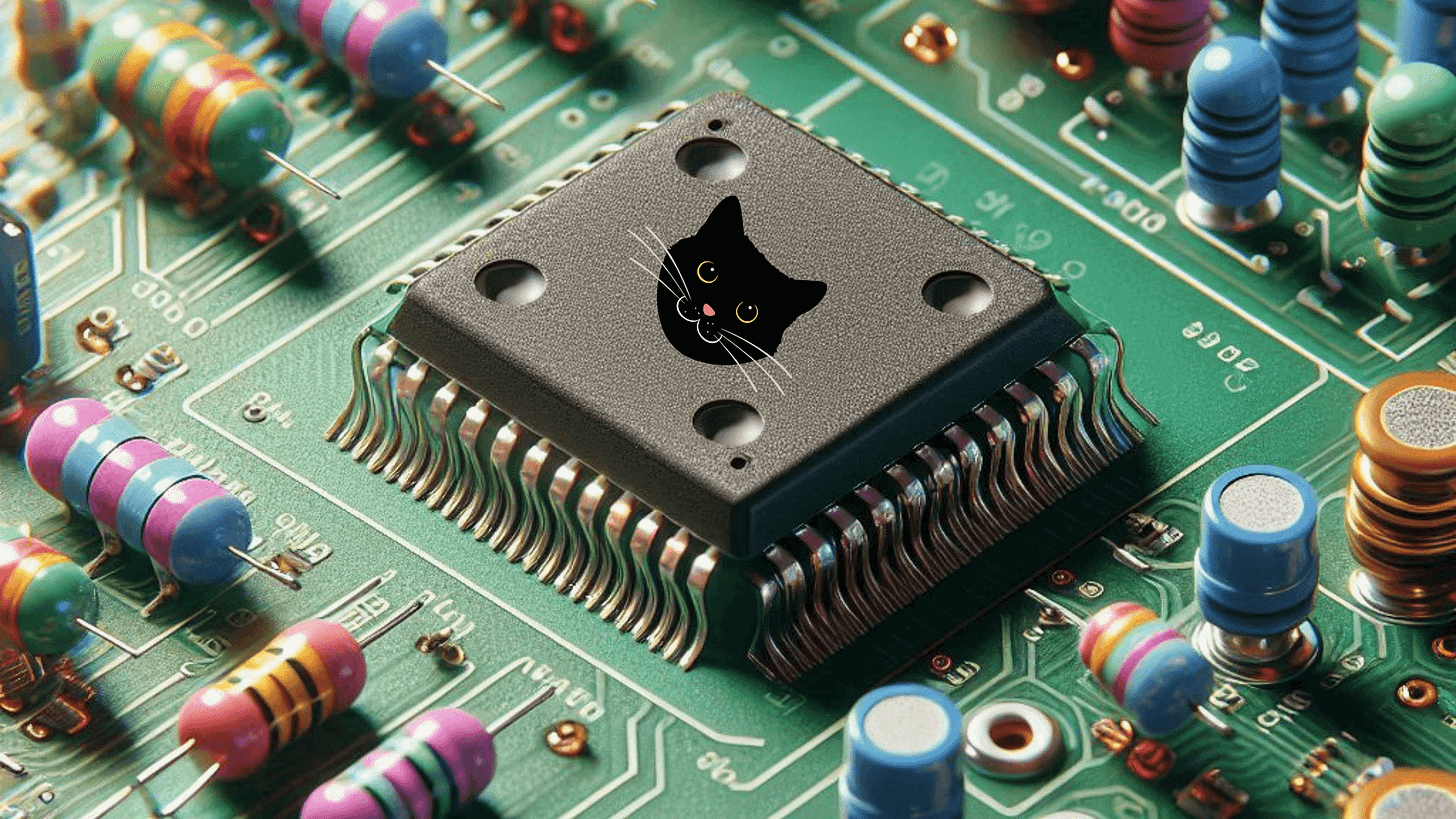 Image of microchip and a cat face