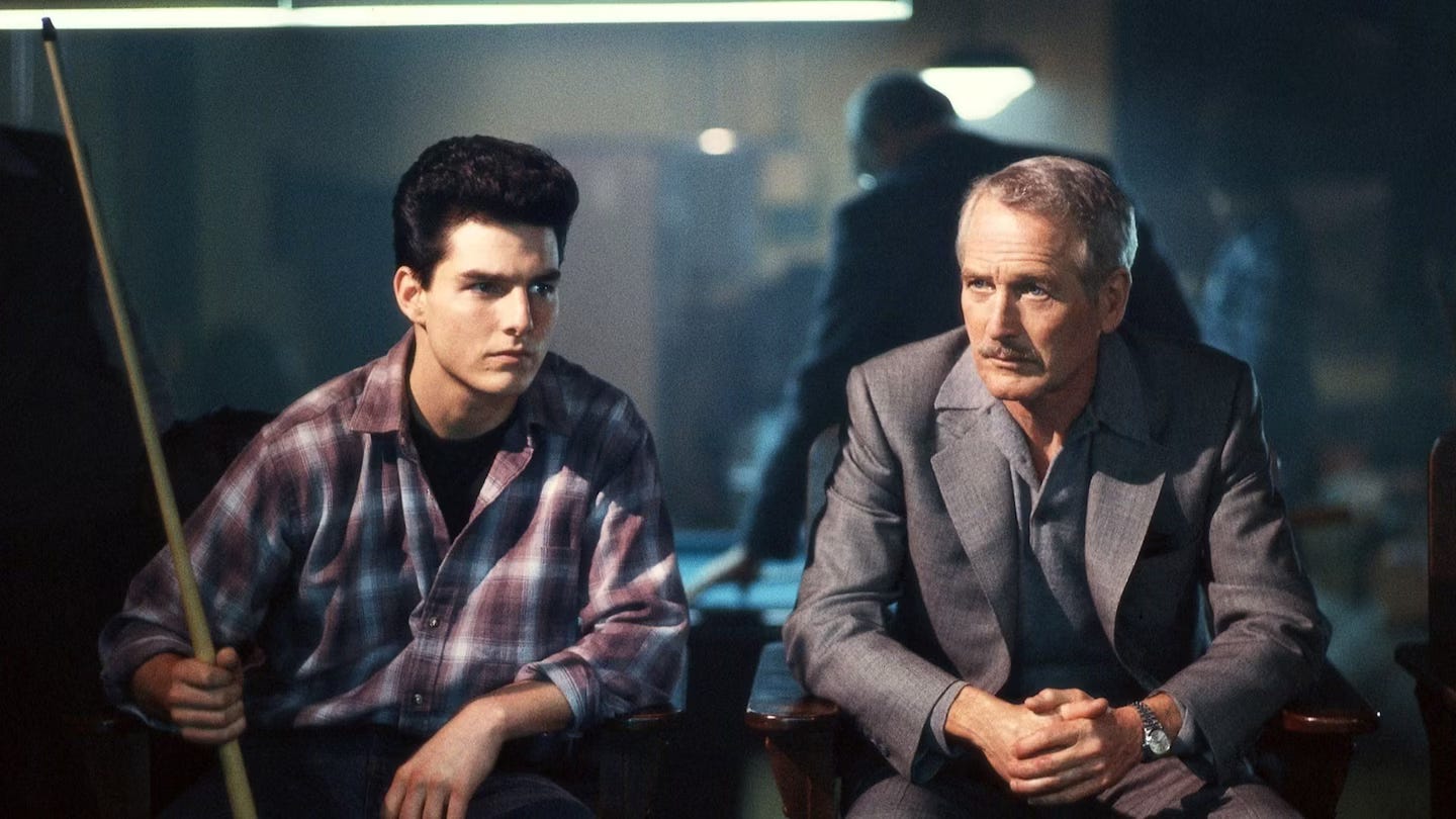 Baby-faced Tom Cruise and (Academy Award winner) Paul Newman in Martin Scorsese's 1986 drama The Color of Money