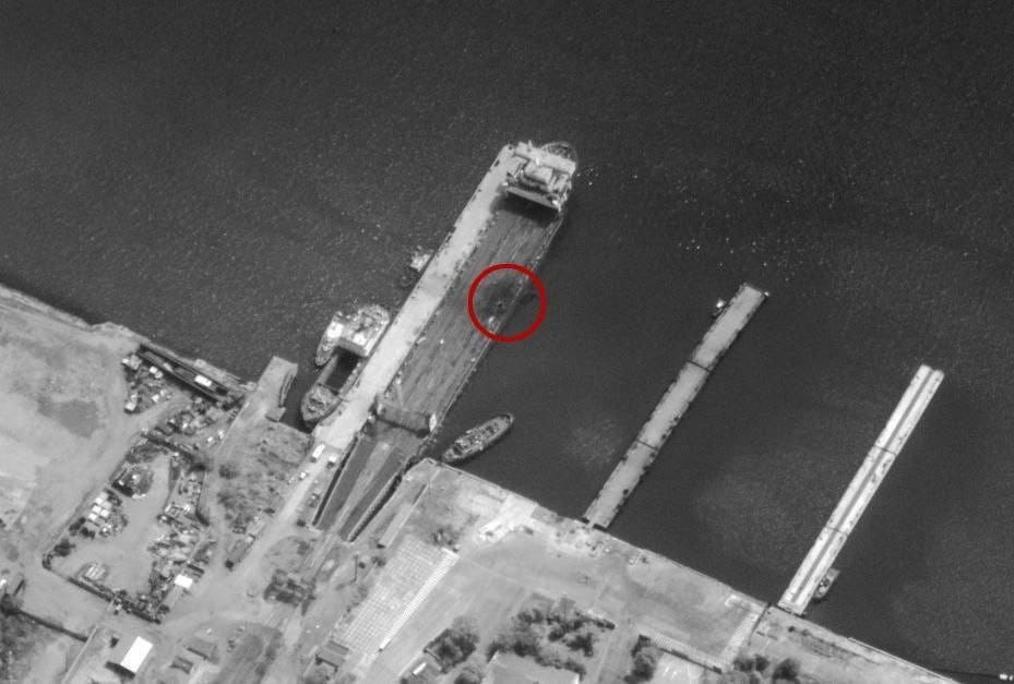 Ukraine Tightens Its Stranglehold On Crimea — image of damaged ferry Slavyanin